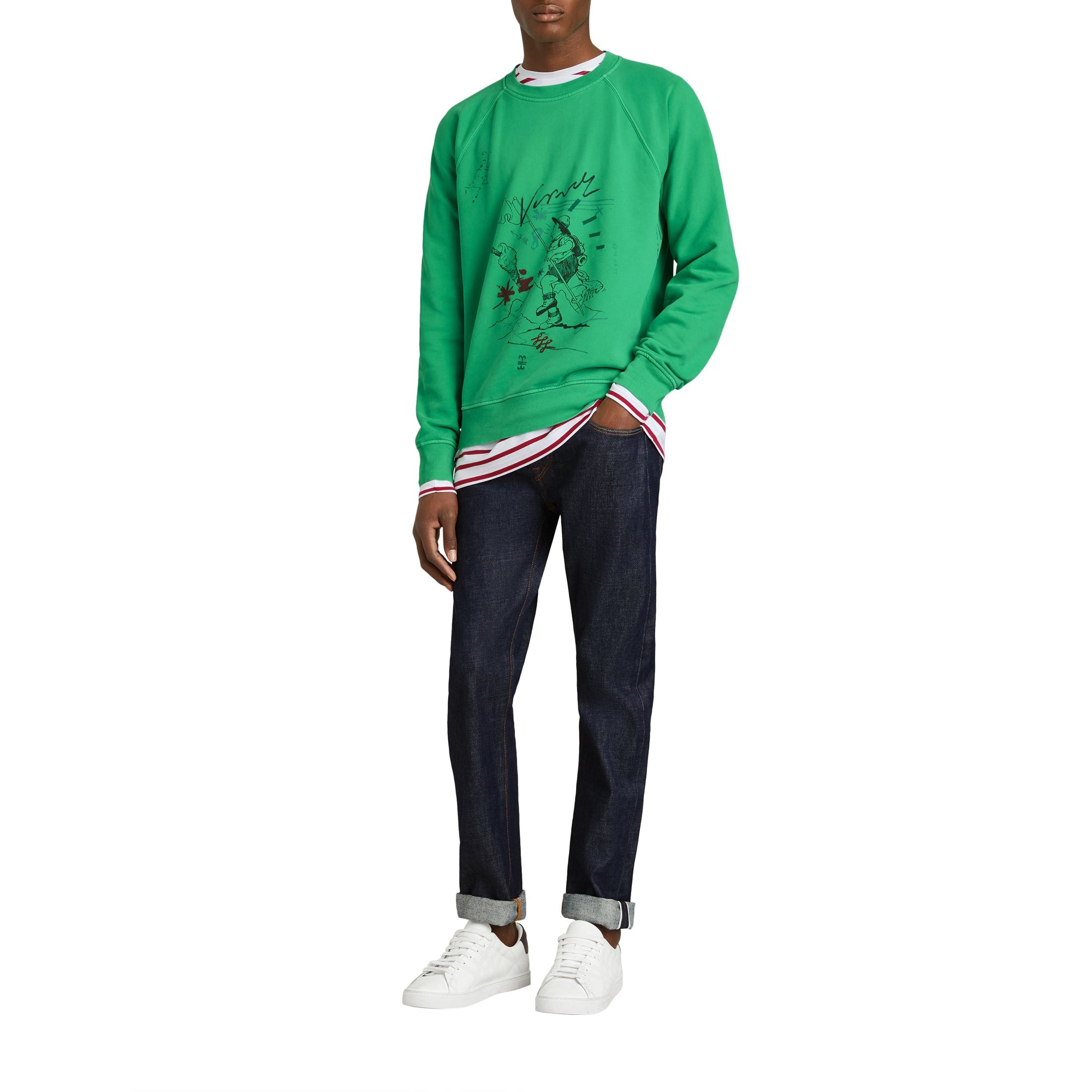 Sweat-shirt en coton à imprimé aventure - Bright Green