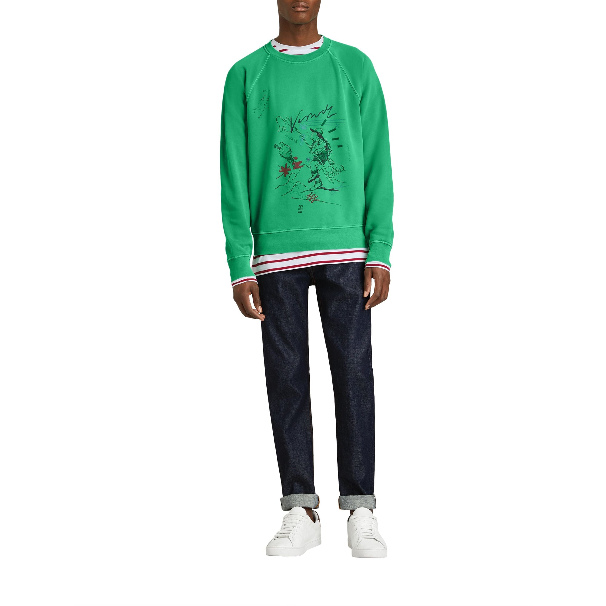 Sweat-shirt en coton à imprimé aventure - Bright Green