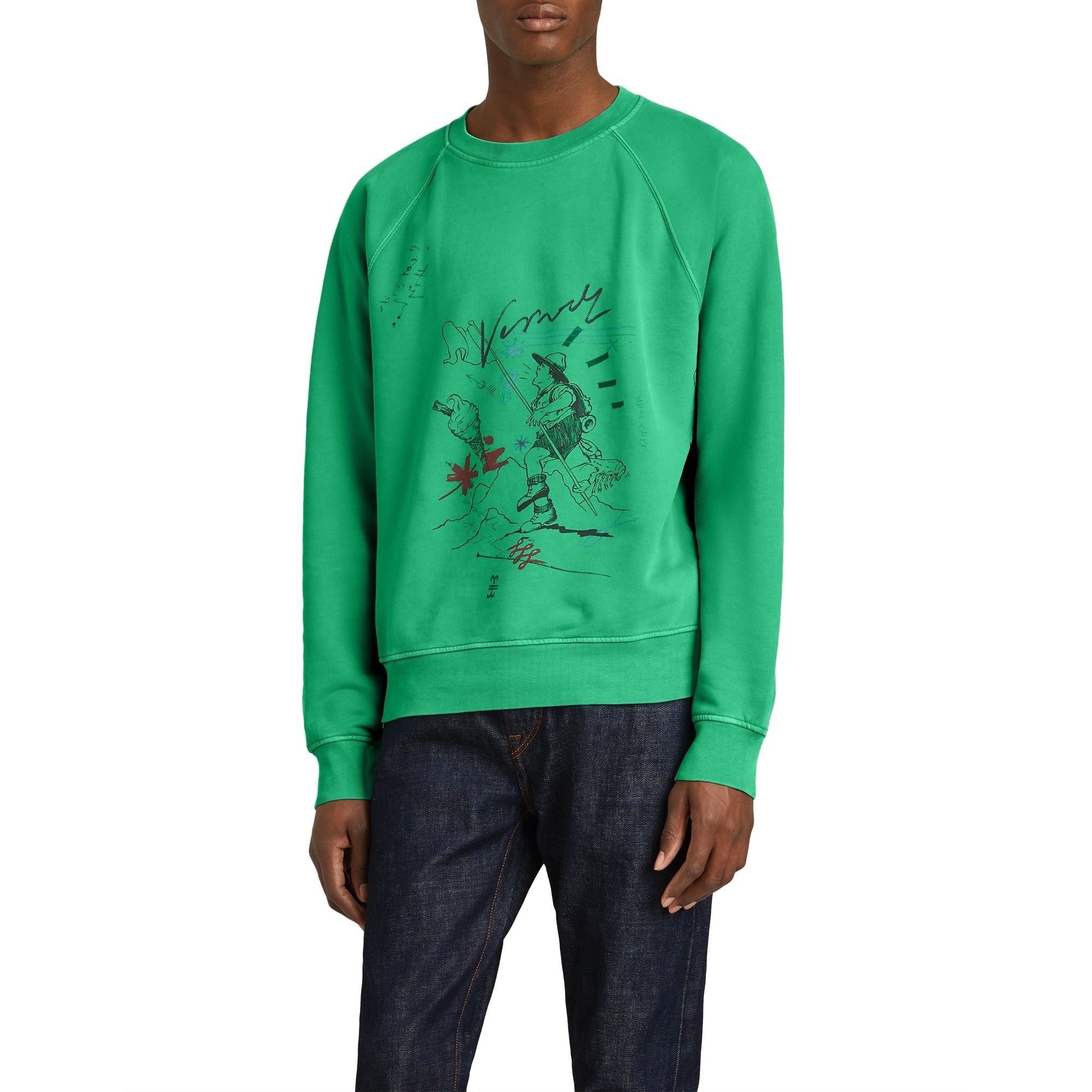 Sweat-shirt en coton à imprimé aventure - Bright Green