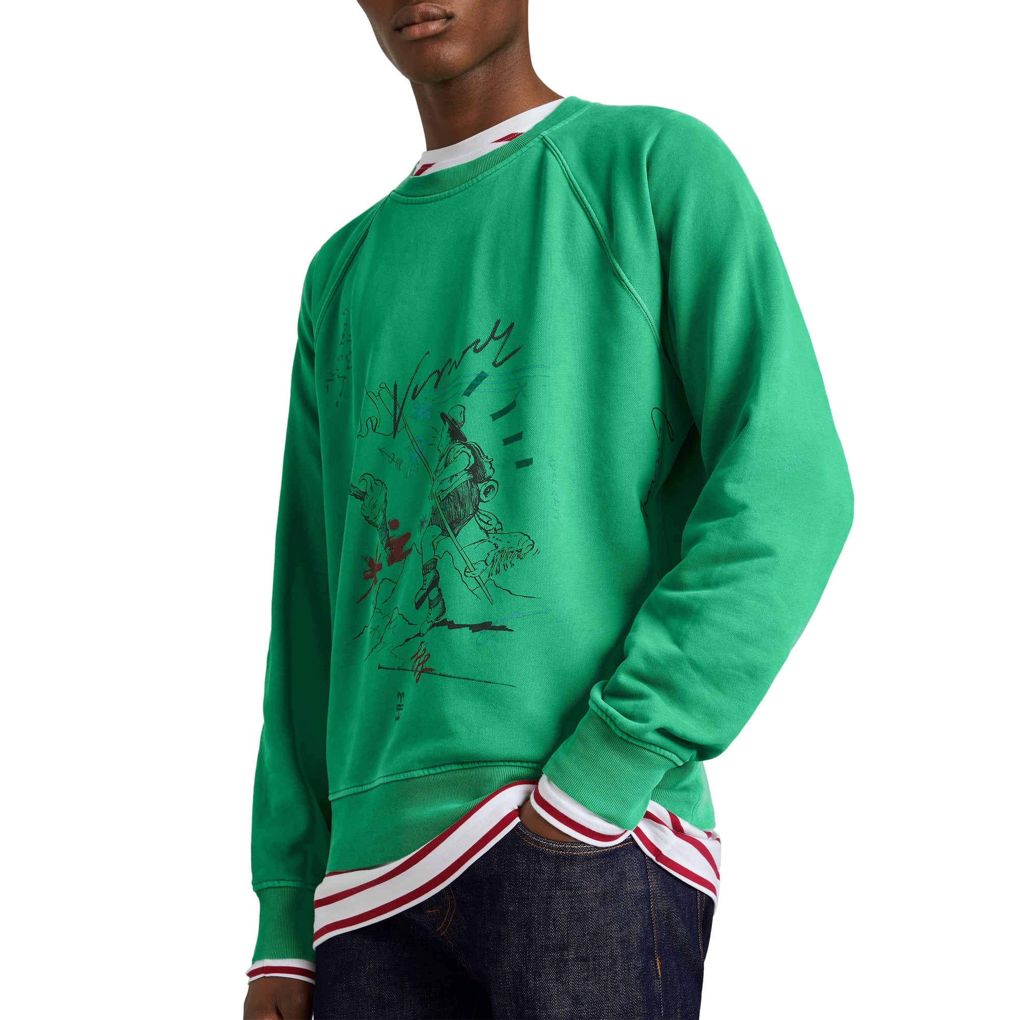 Sweat-shirt en coton à imprimé aventure - Bright Green