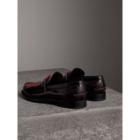 Mocassins en cuir à franges contrastantes - Rust Red & Red Claret