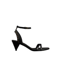 Sandales à talons coniques en cuir riveté - Black