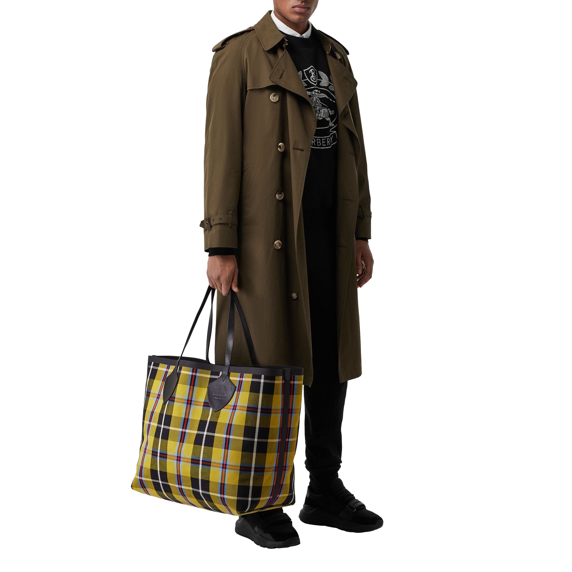 Sac tote The Giant réversible en coton à motif Vintage check - Yellow