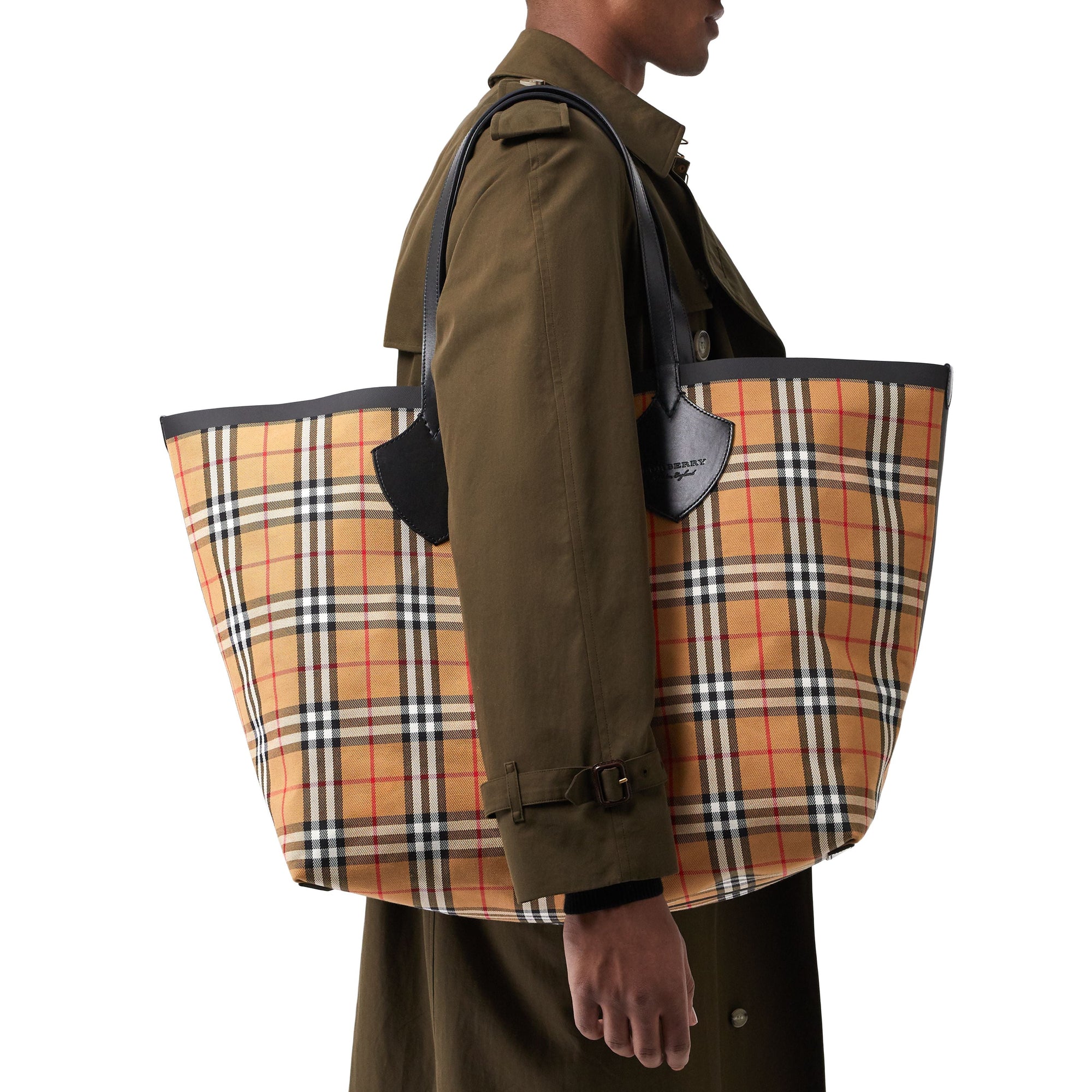 Sac tote The Giant réversible en coton à motif Vintage check - Yellow
