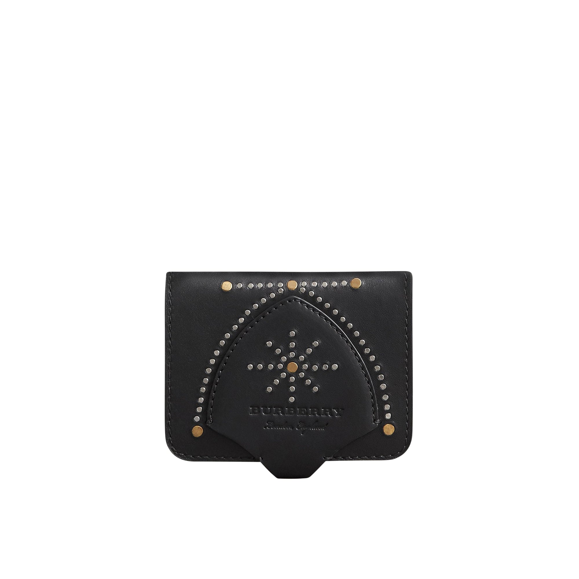 Porte-cartes en cuir à rivets avec bouclier du Cavalier - Black