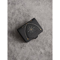 Porte-cartes en cuir à rivets avec bouclier du Cavalier - Black