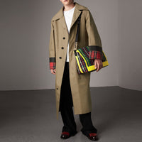 Grand sac Messenger en coton tartan - Forest Green