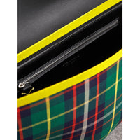 Grand sac Messenger en coton tartan - Forest Green