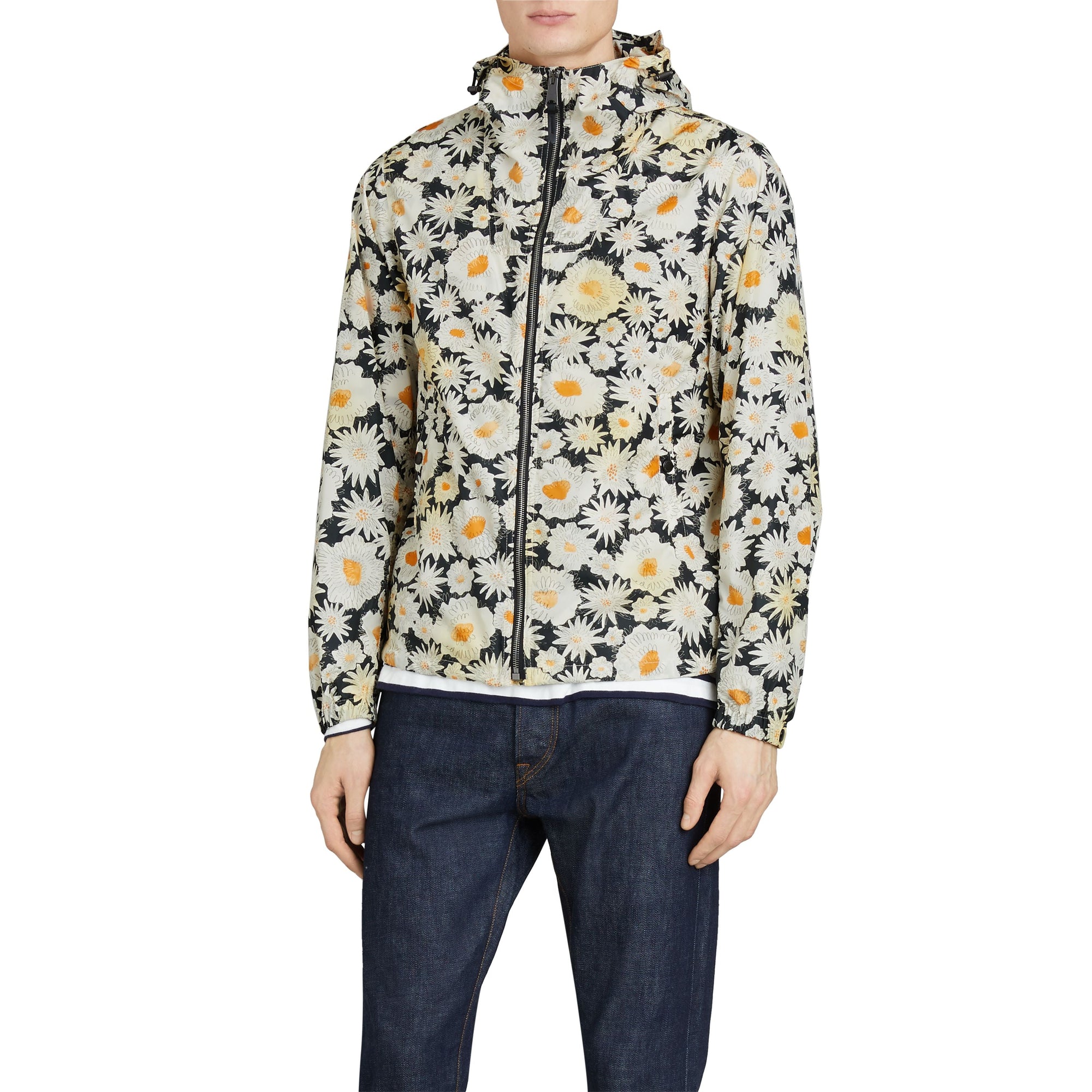 Veste à capuche imprimé marguerite - Black