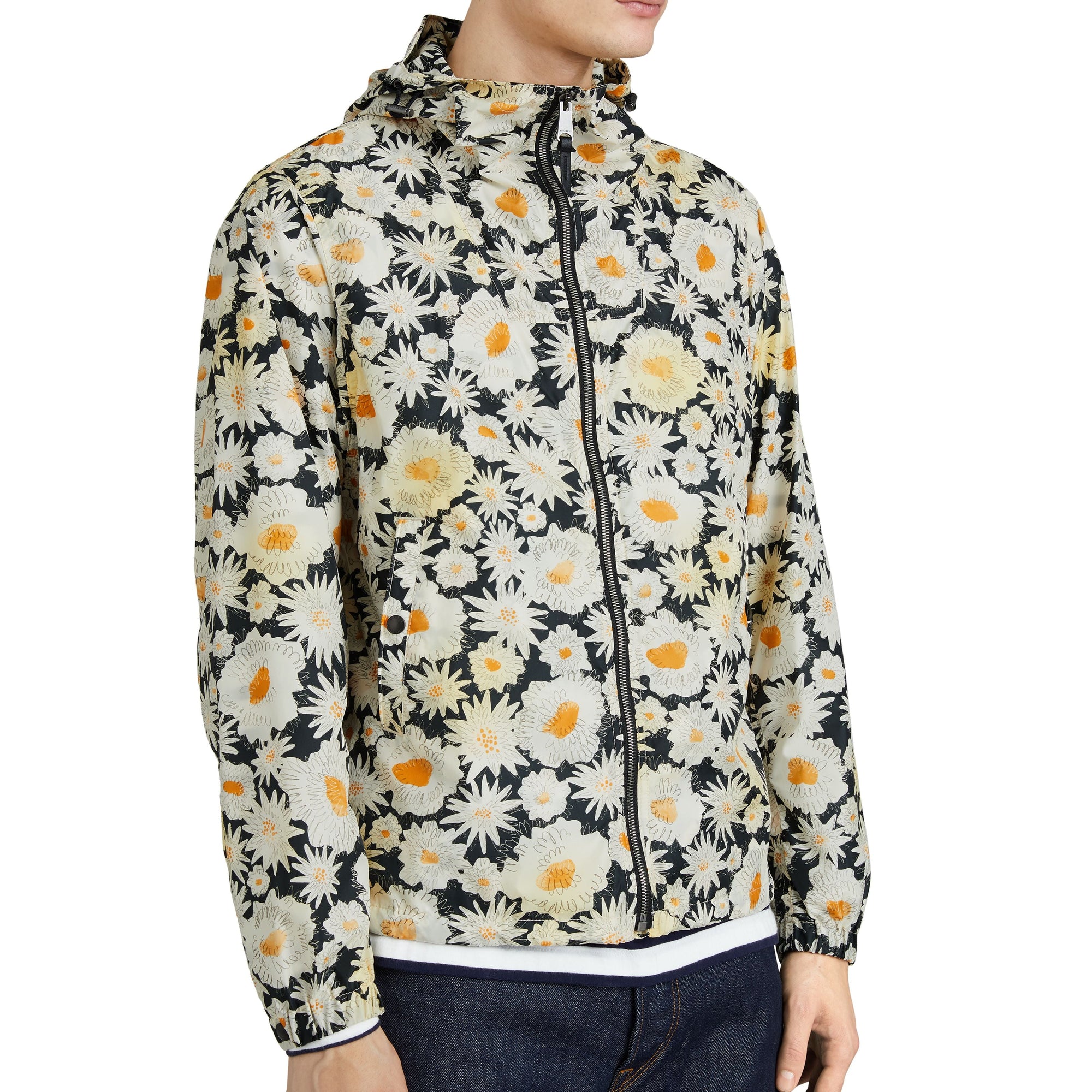 Veste à capuche imprimé marguerite - Black