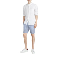 Short ajusté en coton mélangé rayé - Navy
