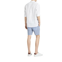 Short ajusté en coton mélangé rayé - Navy