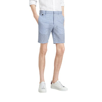 Short ajusté en coton mélangé rayé - Navy