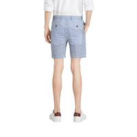 Short ajusté en coton mélangé rayé - Navy