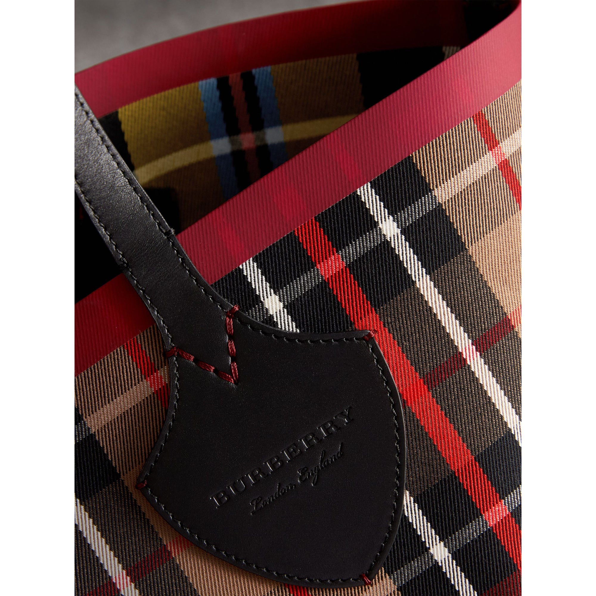 Sac tote The Giant moyen réversible en coton tartan - Caramel & Flax Yellow