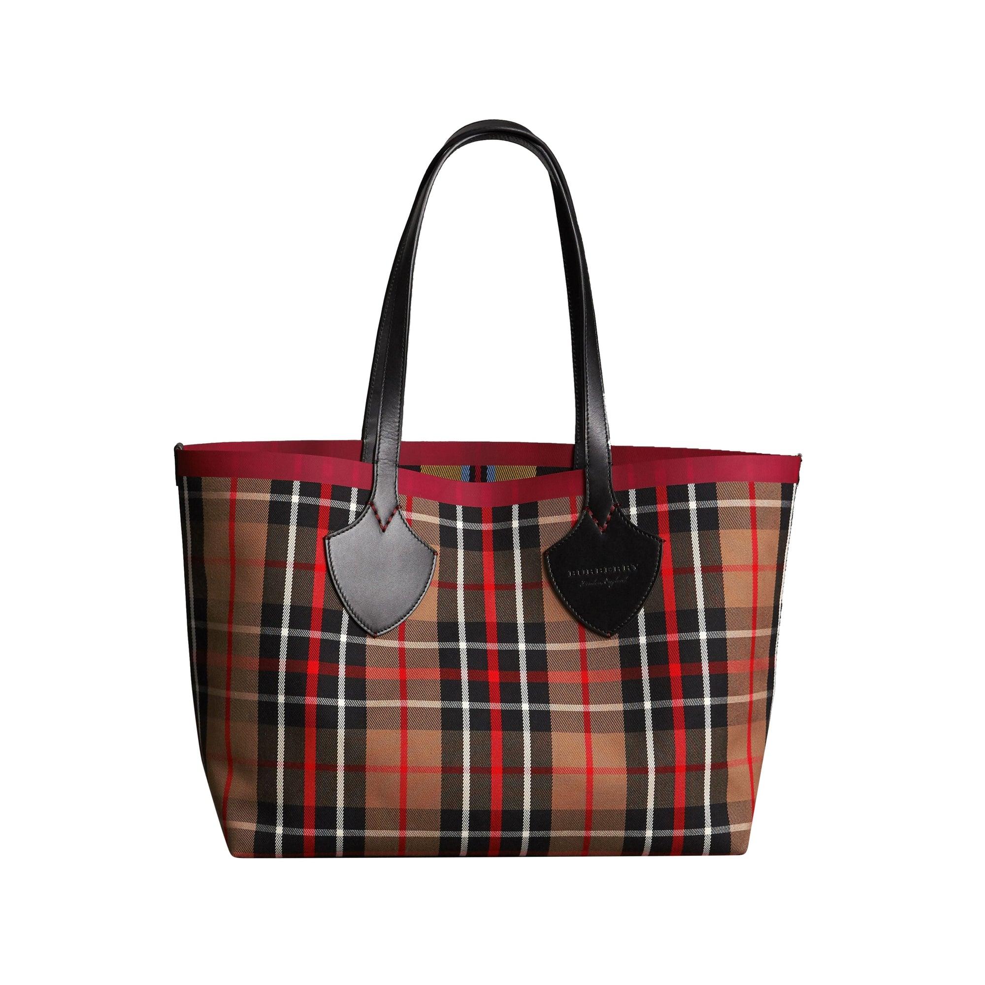 Sac tote The Giant moyen réversible en coton tartan - Caramel & Flax Yellow