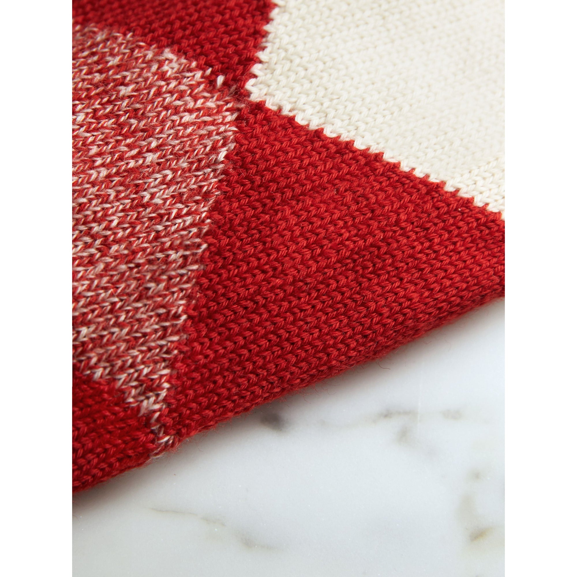 Chaussettes en laine à maille argyle - Bright Red