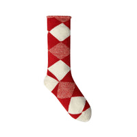 Chaussettes en laine à maille argyle - Bright Red