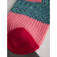 Chaussettes rayées en laine et cachemire façon patchwork - Parade Red