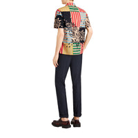 Chemise à manches courtes en coton à imprimé floral rayé - Steel Blue