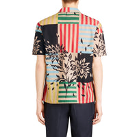 Chemise à manches courtes en coton à imprimé floral rayé - Steel Blue