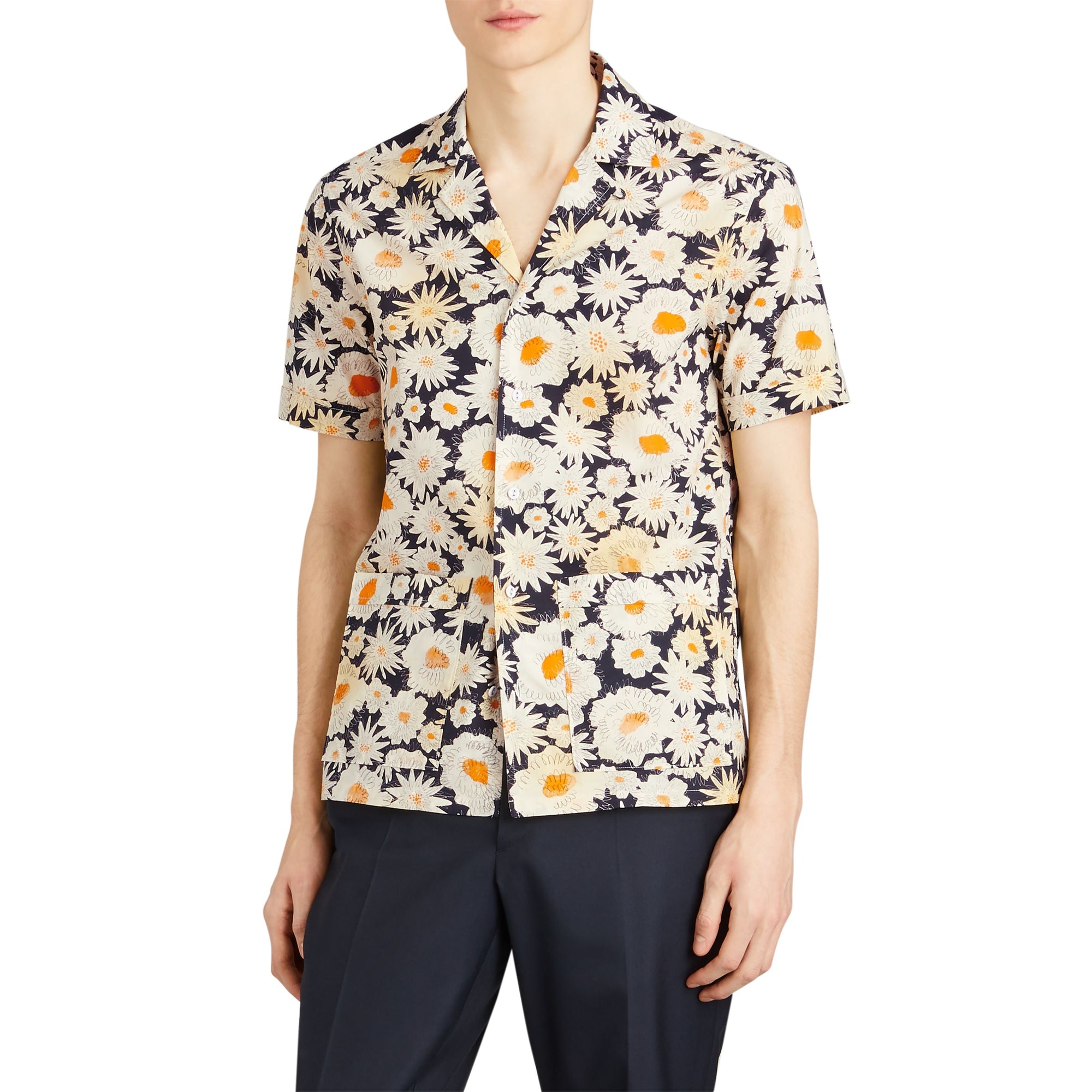 Chemise utilitaire imprimé marguerite - Black