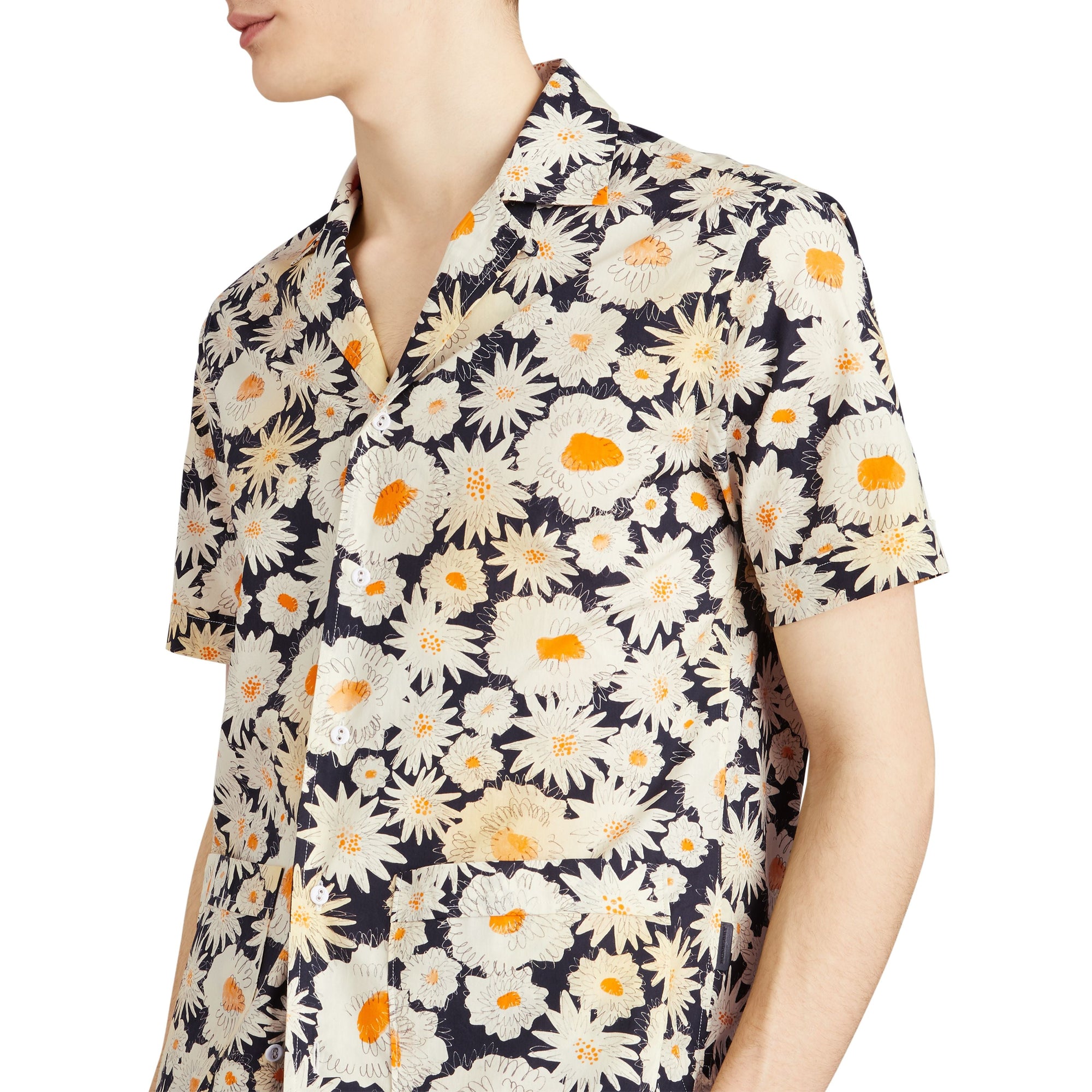 Chemise utilitaire imprimé marguerite - Black