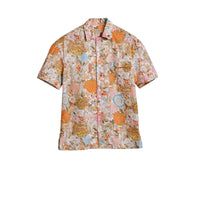 Chemise en coton à manches courtes avec imprimé floral - Bright Orange