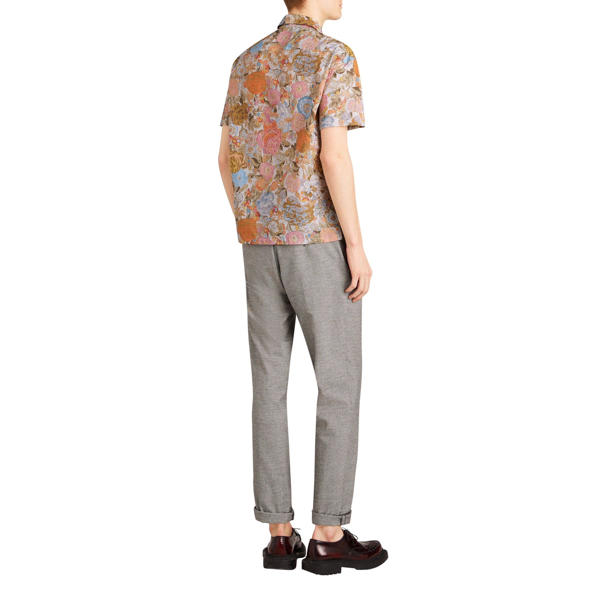 Chemise en coton à manches courtes avec imprimé floral - Bright Orange