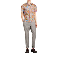 Chemise en coton à manches courtes avec imprimé floral - Bright Orange