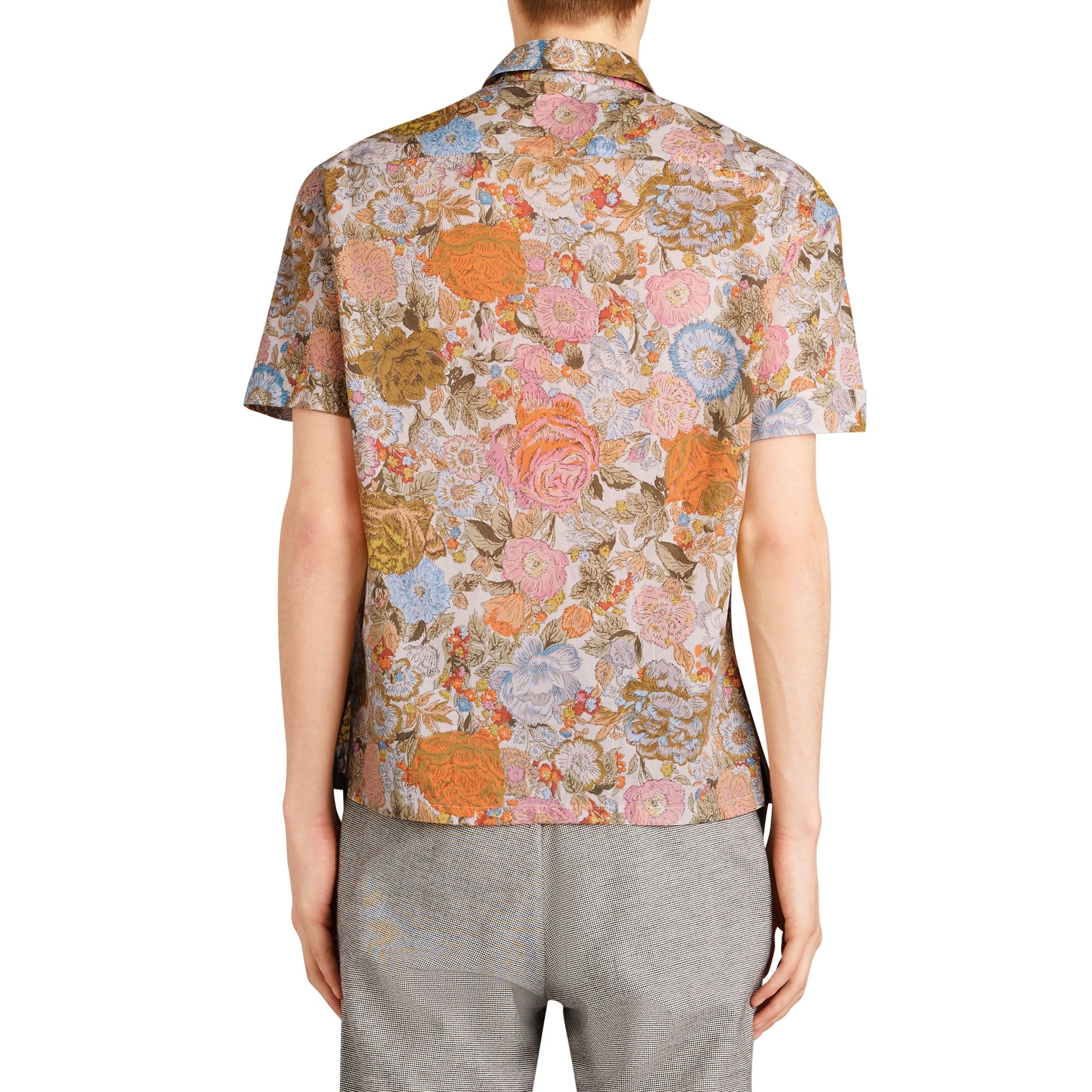 Chemise en coton à manches courtes avec imprimé floral - Bright Orange