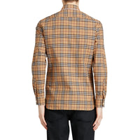 Chemise en coton à motif check brodé - Camel