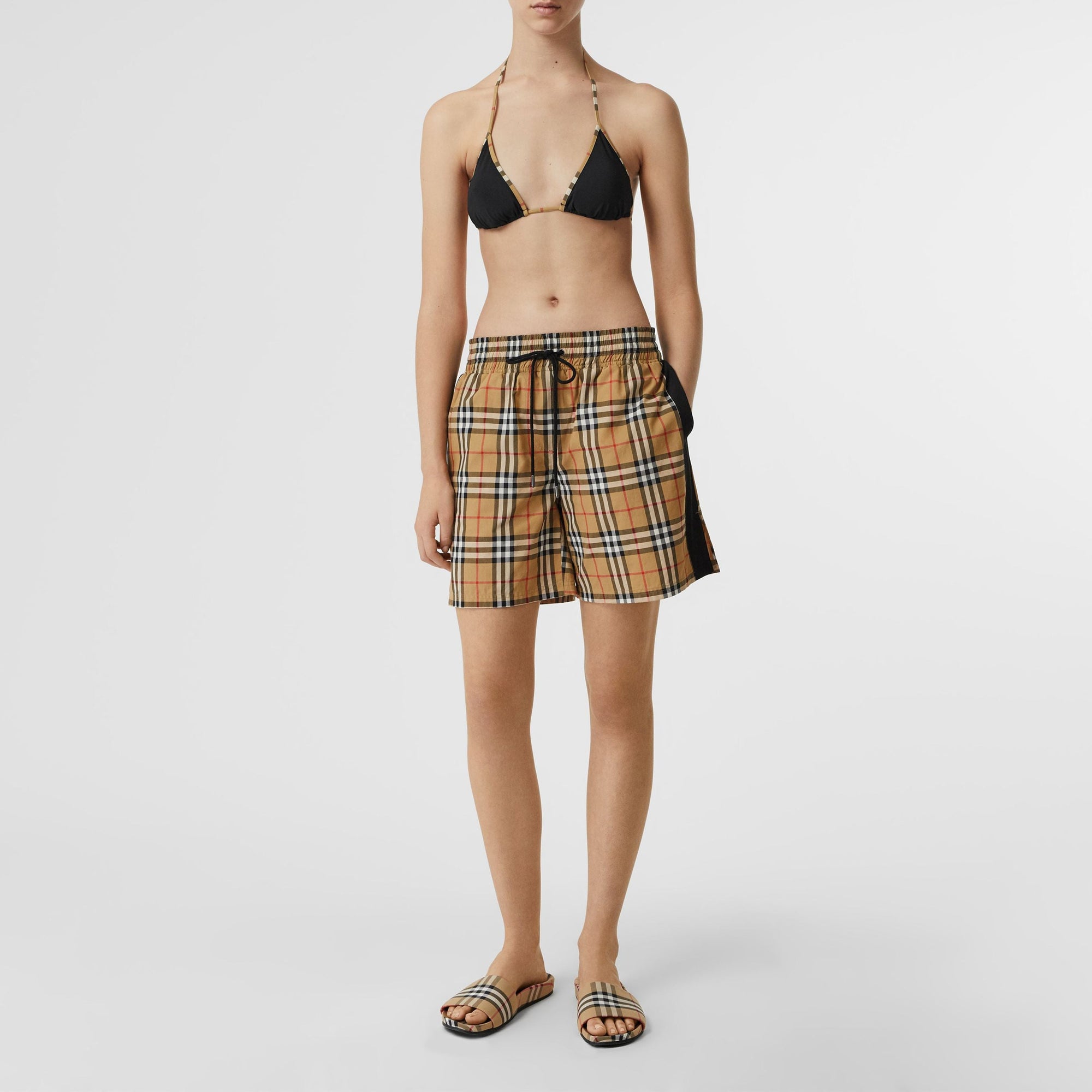 Bikini triangle avec bordure Vintage check - Black