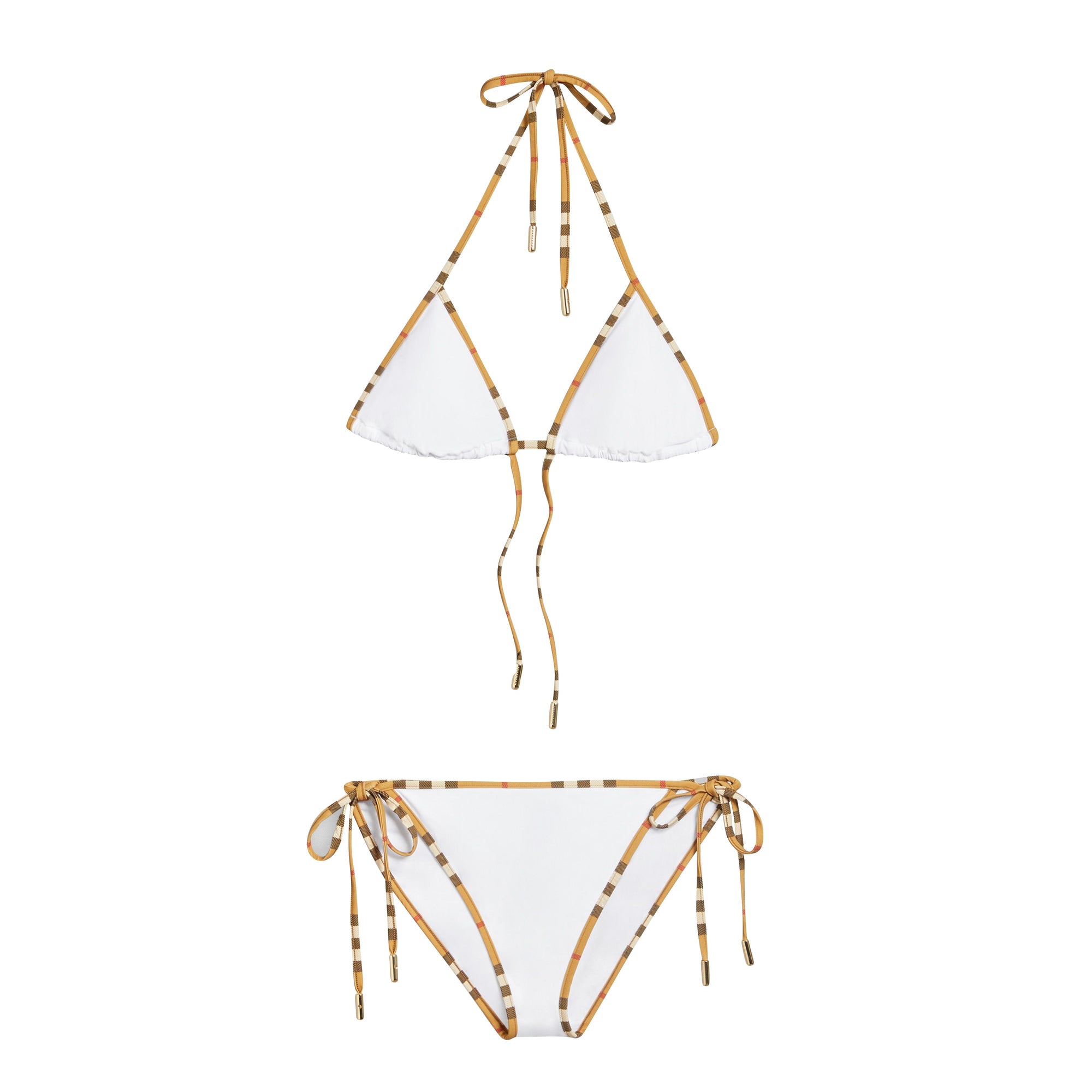 Bikini triangle avec bordure Vintage check - White