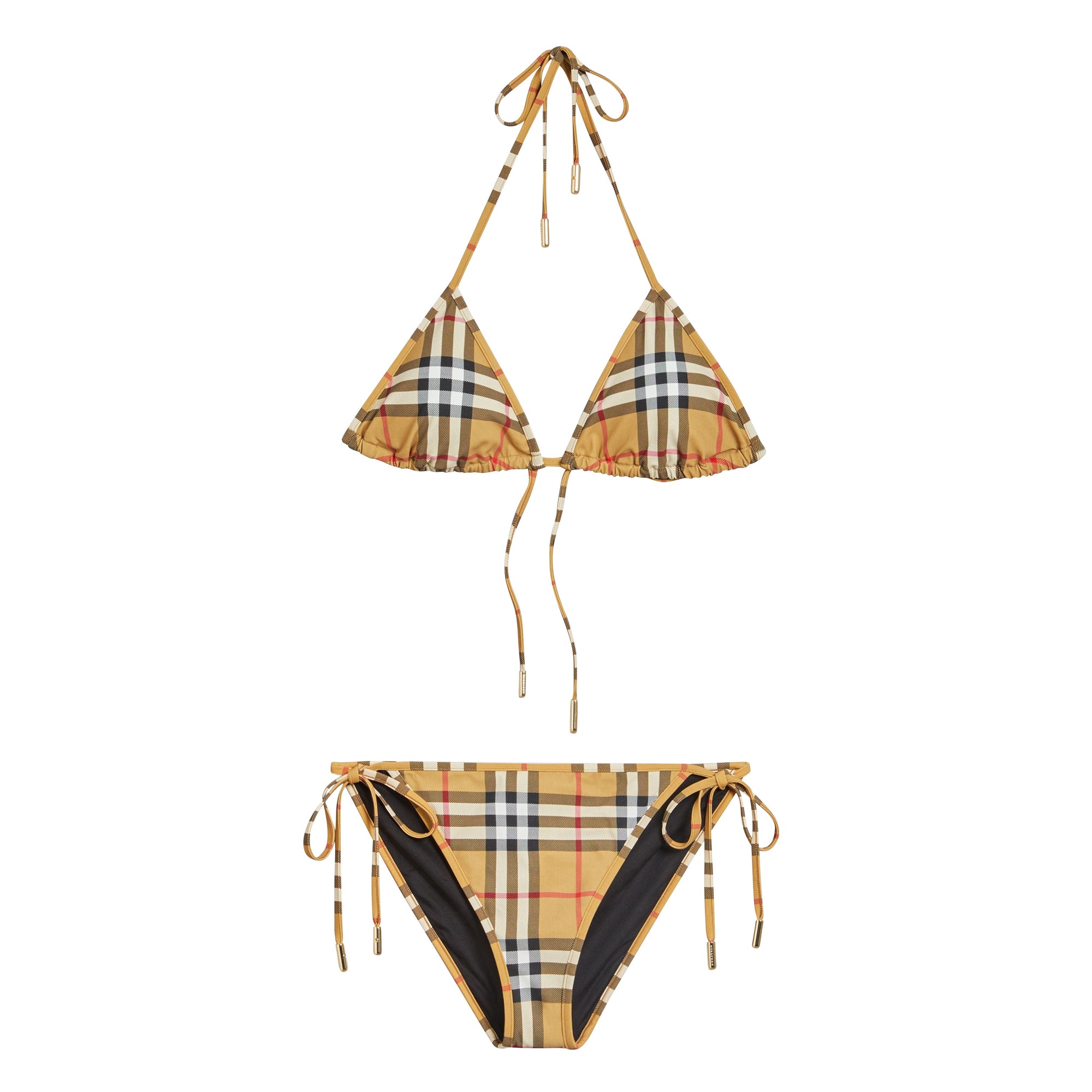 Bikini triangle à motif Vintage check - Camel