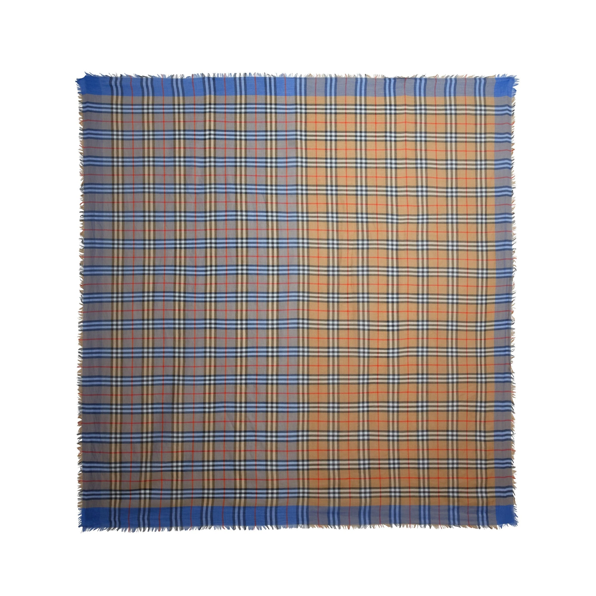 Carré bicolore en coton à motif Vintage check - Azure Blue