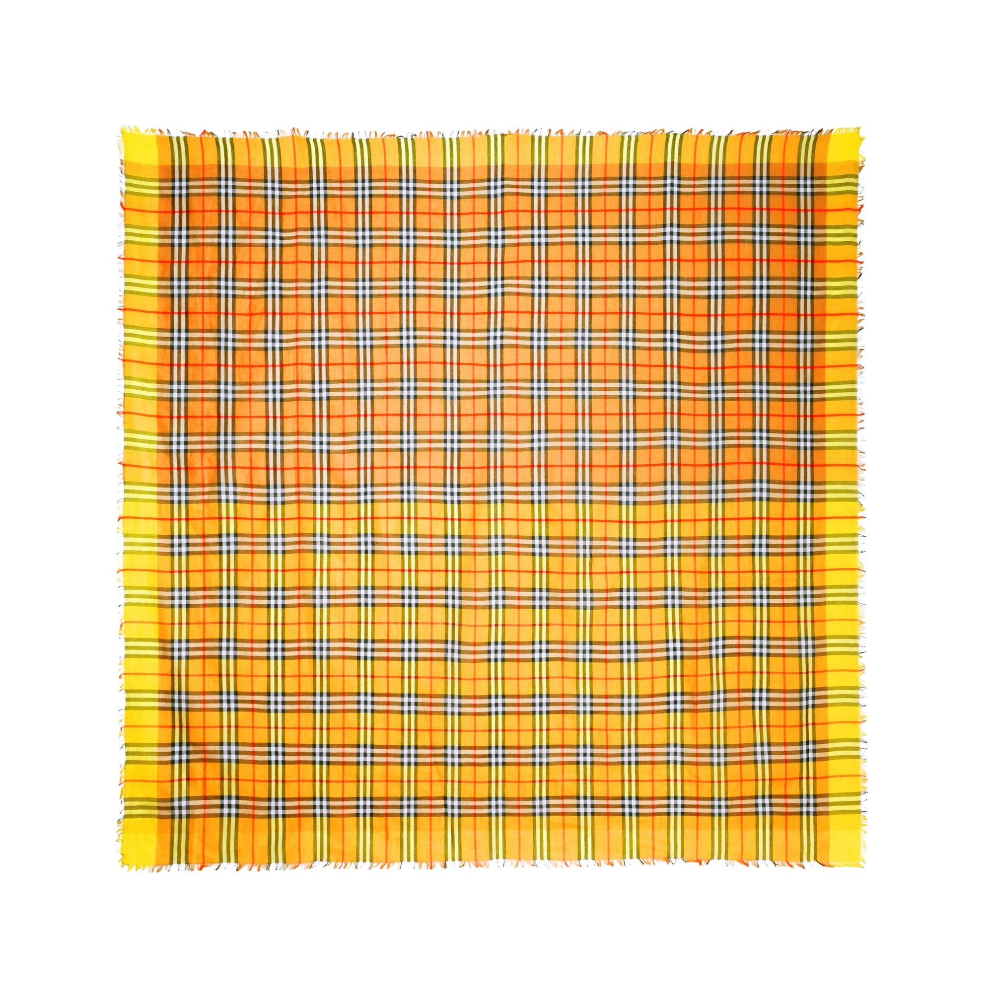 Carré bicolore en coton à motif Vintage check - Bright Lemon