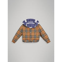 Veste à capuche rayée et à motif Vintage check réversible - Navy & White