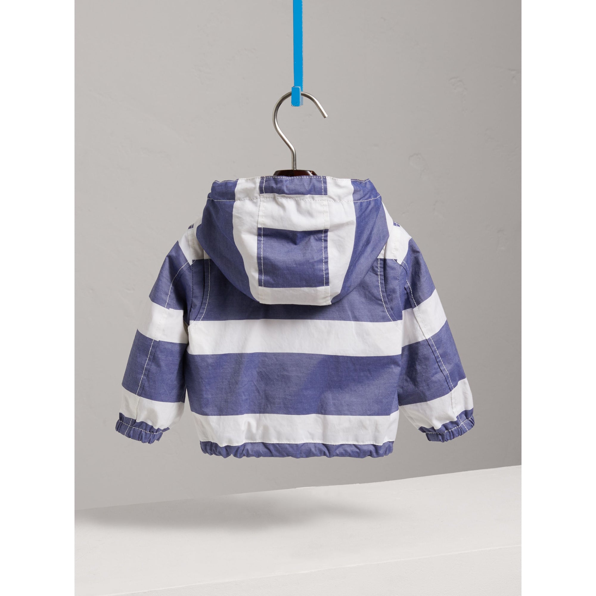Veste à capuche rayée et à motif Vintage check réversible - Navy & White