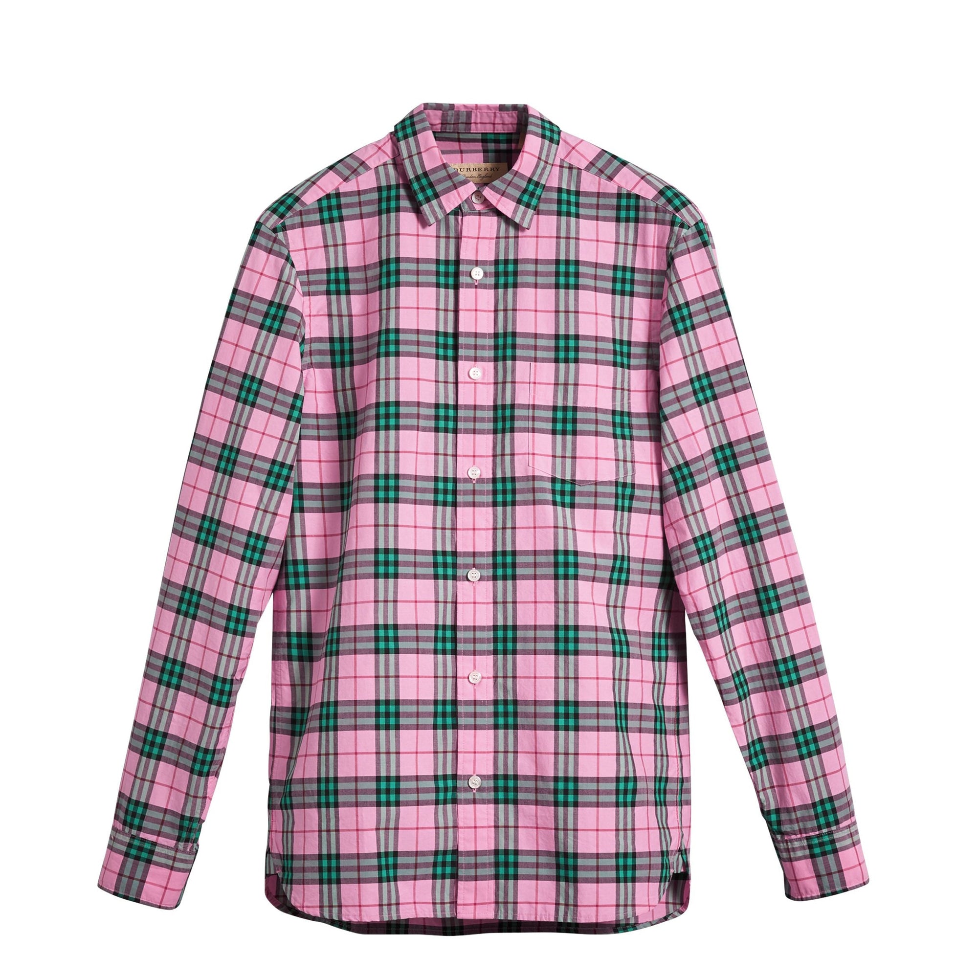 Chemise en coton à motif check - Bright Coral Pink