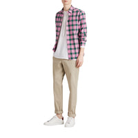 Chemise en coton à motif check - Bright Coral Pink