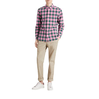 Chemise en coton à motif check - Bright Coral Pink