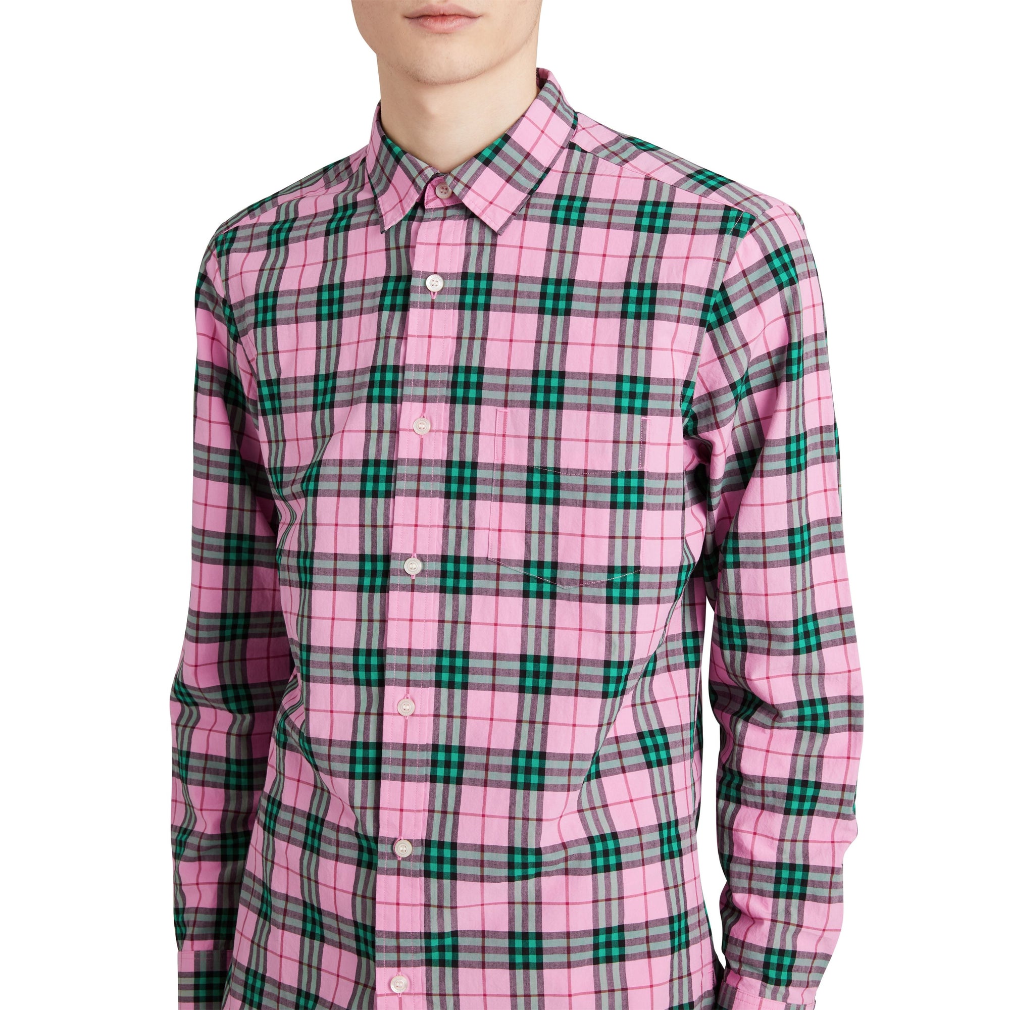 Chemise en coton à motif check - Bright Coral Pink