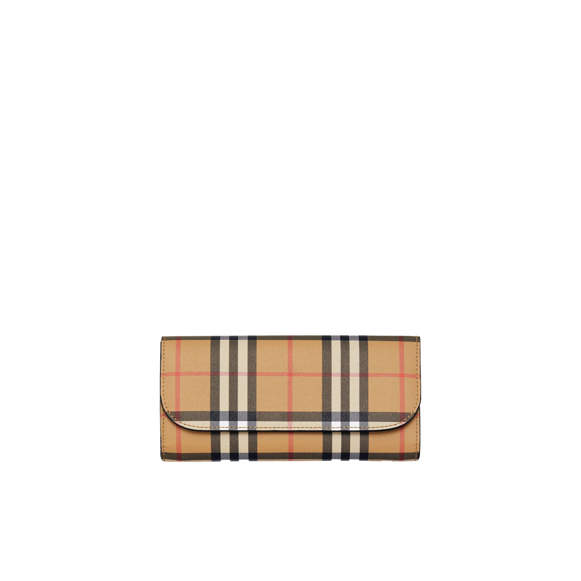 Portefeuille continental en cuir et à motif Vintage check - Black