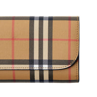 Portefeuille continental en cuir et à motif Vintage check - Black