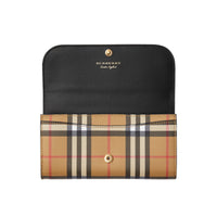 Portefeuille continental en cuir et à motif Vintage check - Black