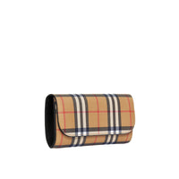 Portefeuille continental en cuir et à motif Vintage check - Black