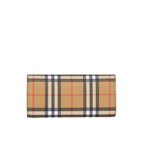 Portefeuille continental en cuir et à motif Vintage check - Black