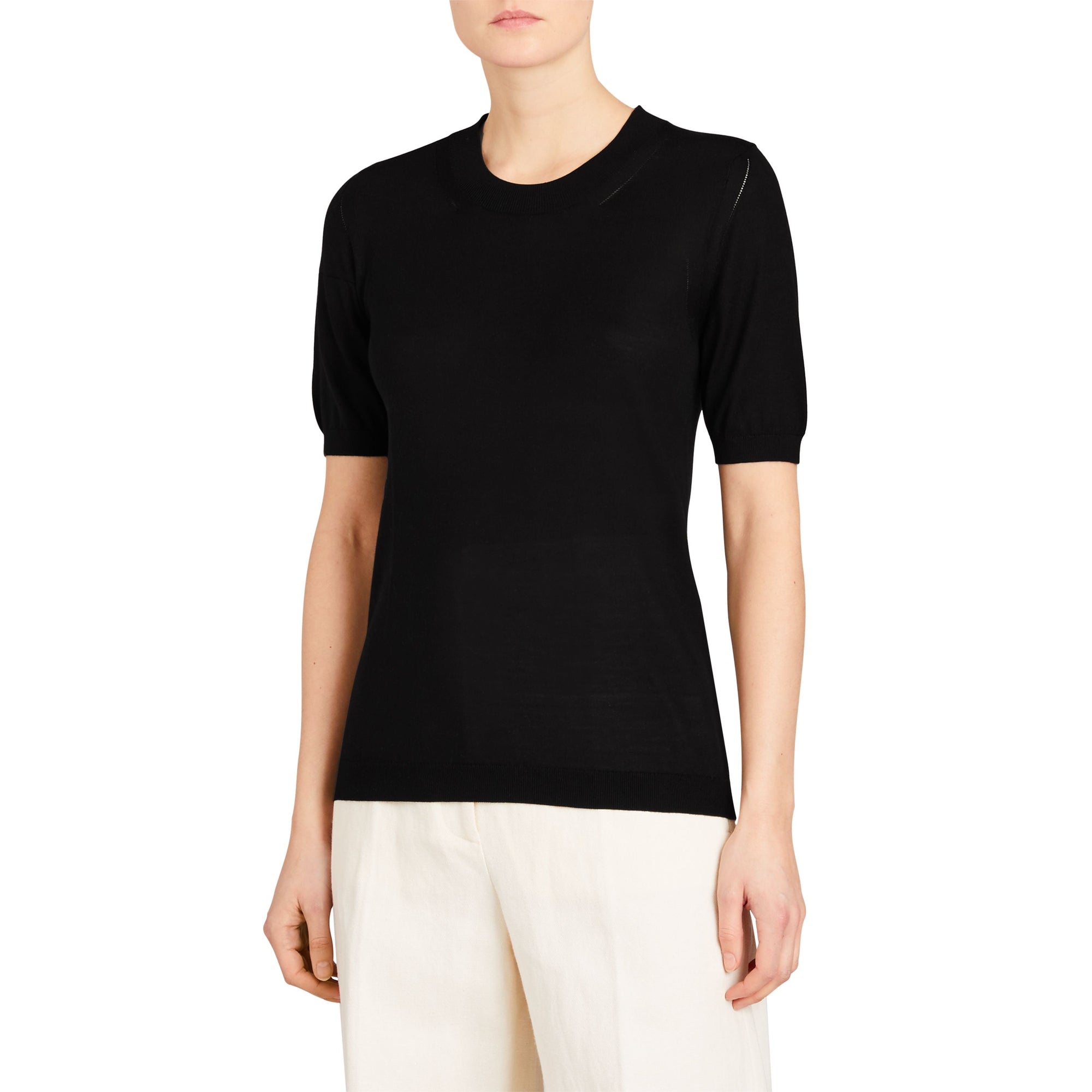 T-shirt en soie et cachemire - Black