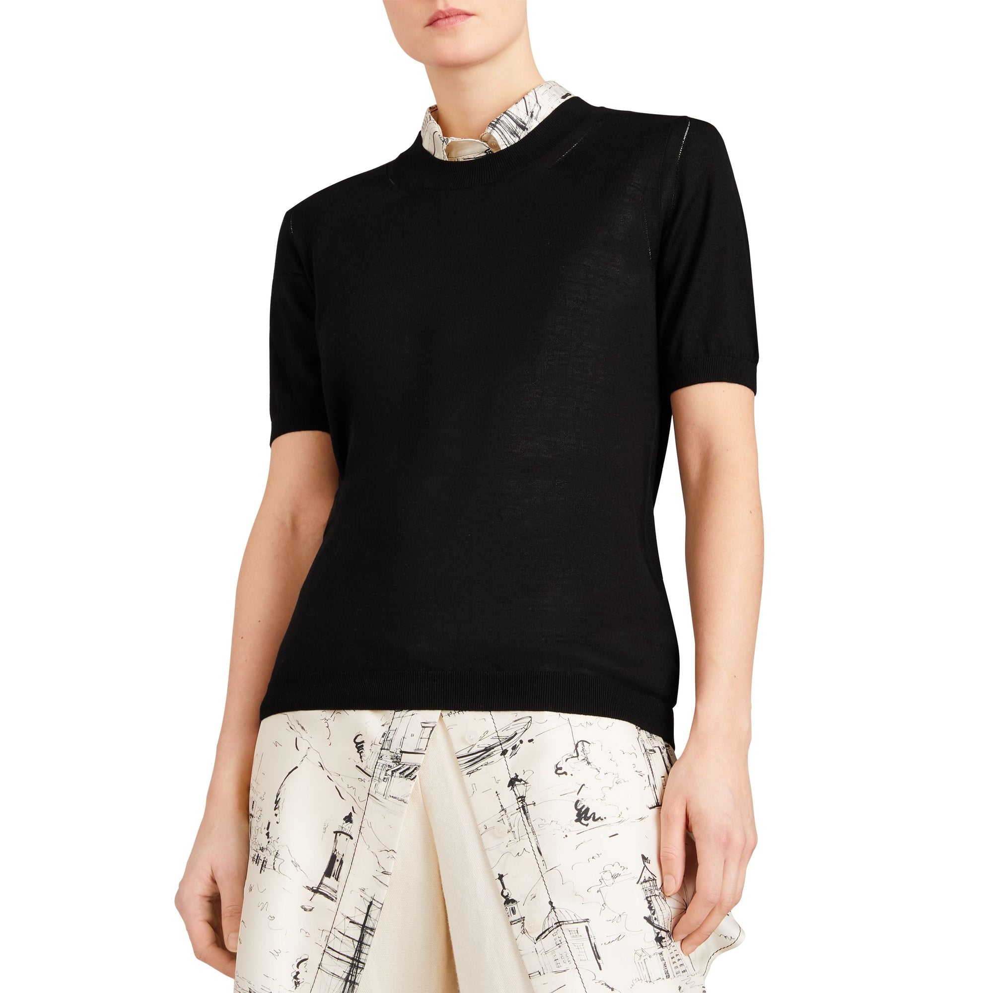 T-shirt en soie et cachemire - Black